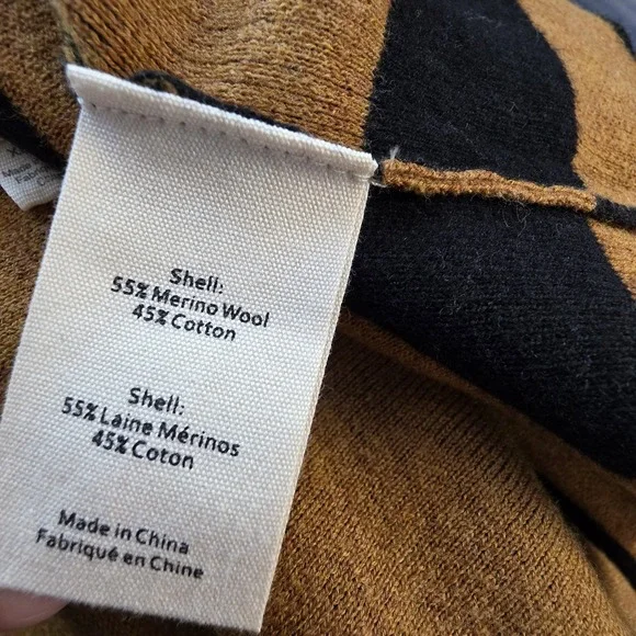 L'Agence Jake Sweater Cape XS S Black Camel Wool Stripe Poncho Quiet Luxury Wrap - Picture 9 of 10